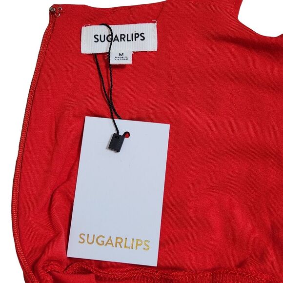 Sugarlips Mariana Jersey Knit Midi Dress Red Sleeveless Women's Medium NWT - Picture 7 of 12